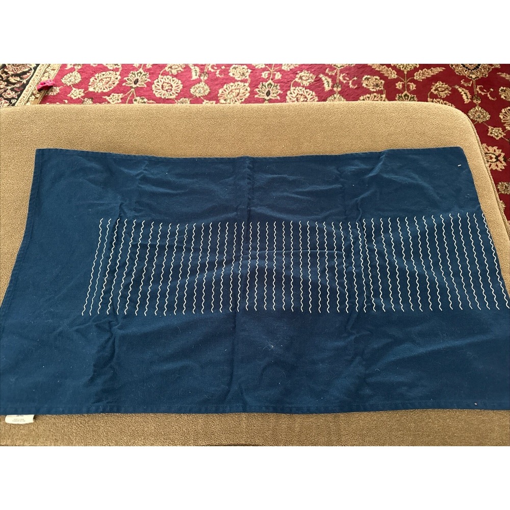 Long Dark Blue Table Runner from Territory 100% Cotton 63 x 17" Made India (TD)